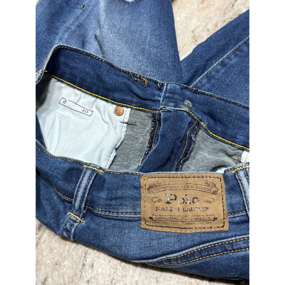 Polo Ralph Lauren Denim Shorts Kids Size 12 Blue Raw Hem Classic Preppy Casual - Picture 11 of 14